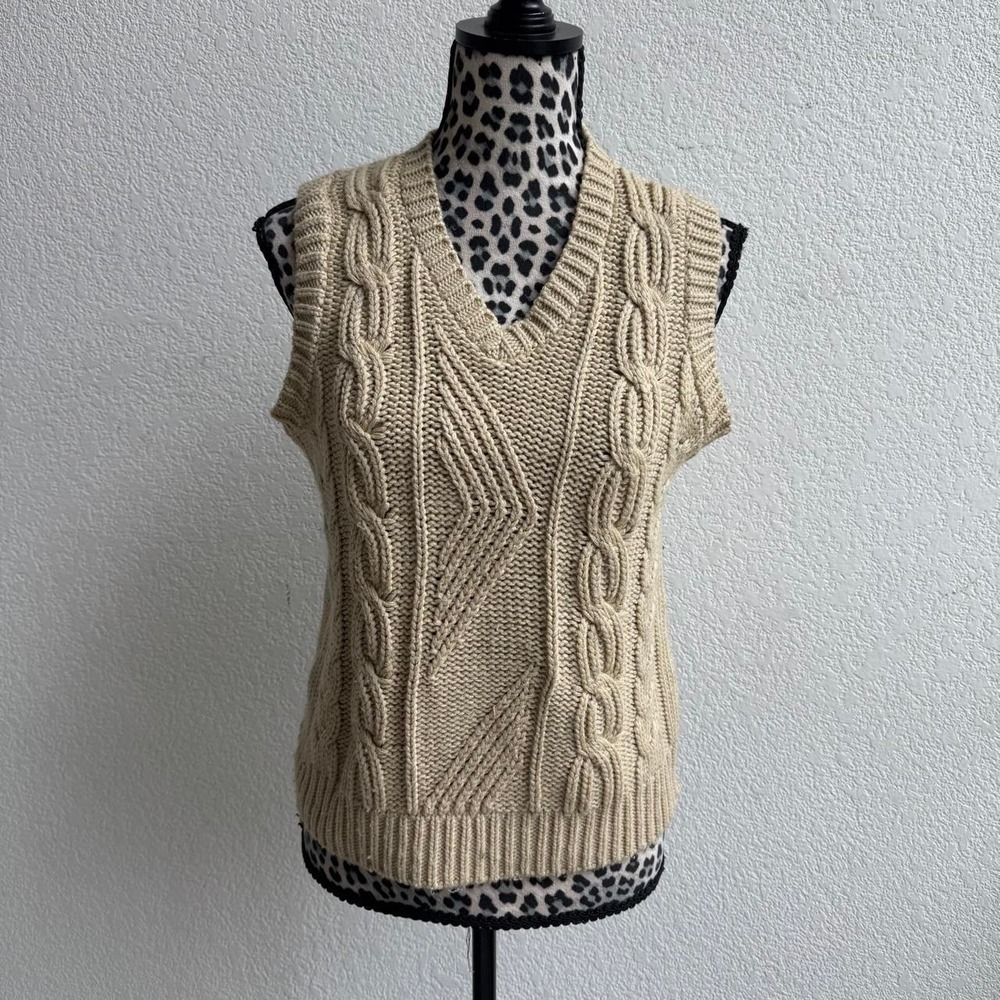 Worthington Essentials Cable Knit Sweater Vest Size M